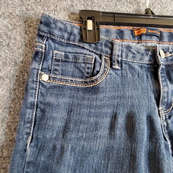 Levis Boot Cut Stretch Jeans Girls Juniors Sz 16 Blue Denim Flap Pockets 28x27 - Picture 3 of 14